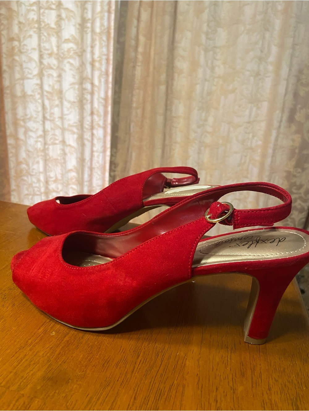 dexflex comfort Red Suede Slingback Heels